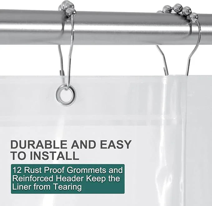 AmazerBath Clear Shower Curtain, 72x72 Plastic Shower Curtain, PEVA Waterproof Shower Curtain, Medium Weight Shower Curtains for Bathroom with 3 Weighted Magnets and 12 Rustproof Grommet Holes - ModernBath