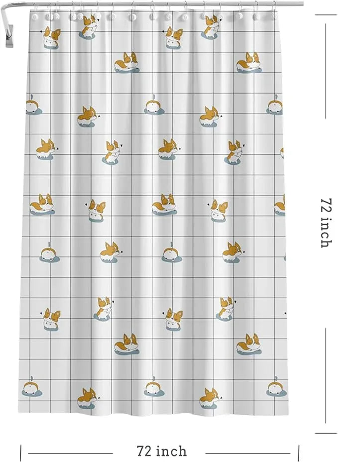 TIKABC Shower Curtain Liner, 4G PEVA Corgi Shower Liner, Plastic Waterproof Shower Curtains, 72x72 inch with Grommet Holes 3 Magnetic Weights - ModernBath