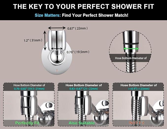 Adjustable Shower Head Holder Wall Mount, Solid Brass Handheld Shower Bracket with Screw Mount for Most Sprayers, Shower Wand Holder, Pivot Ball Joint Design(Chrome Finish) - ModernBath