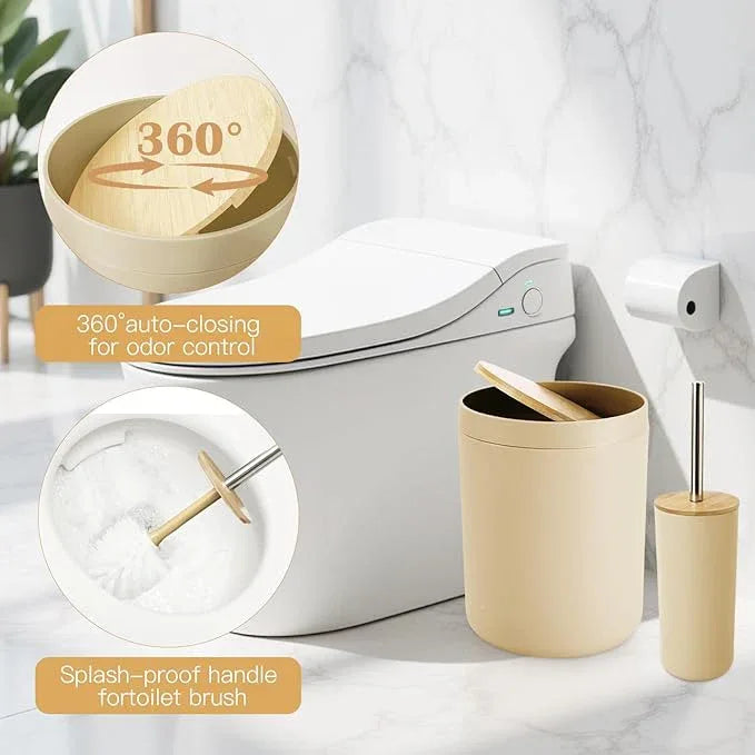 iMucci Bathroom Accessories Bathroom Sets with Shower Curtain, Bath Towel Set, Trash Can, Toilet Brush, Soap Dispenser, Bathroom Accessories Set Complete - ModernBath