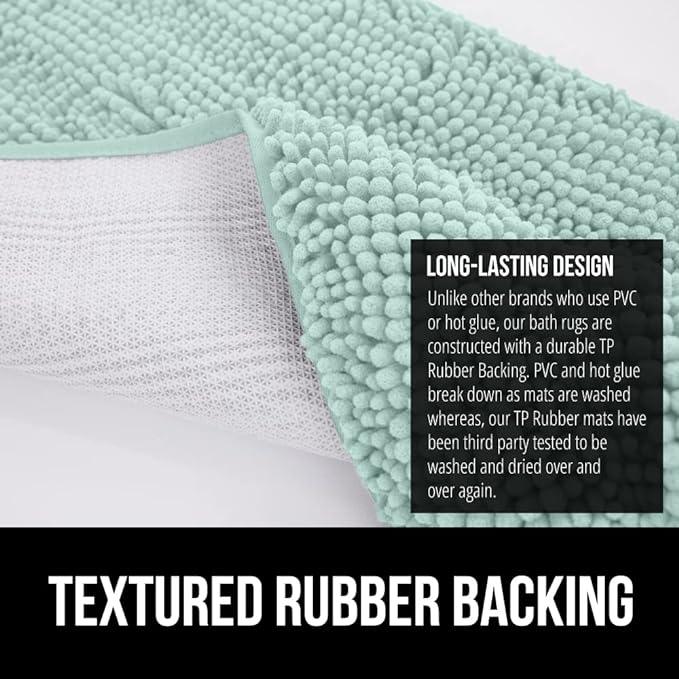 GORILLA GRIP Bathroom Rug Sets, Soft Chenille 2 Piece Area Rugs Set, Toilet Base Mat and 30x20 Carpet, Absorbent Microfiber Washable Mats Dry Quickly, Home Décor and Bath Room Accessories, Seablue - ModernBath