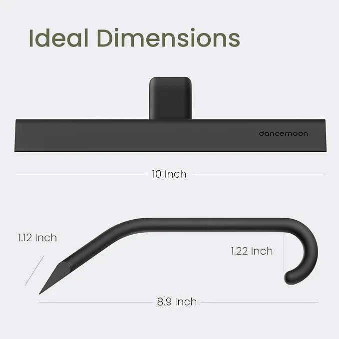 dancemoon JustHang Shower Squeegee for Glass Doors, All-One-Piece Silicone with Built-in Hook Design for Easy Hanging and Cleaning, 10 Inch Black - ModernBath