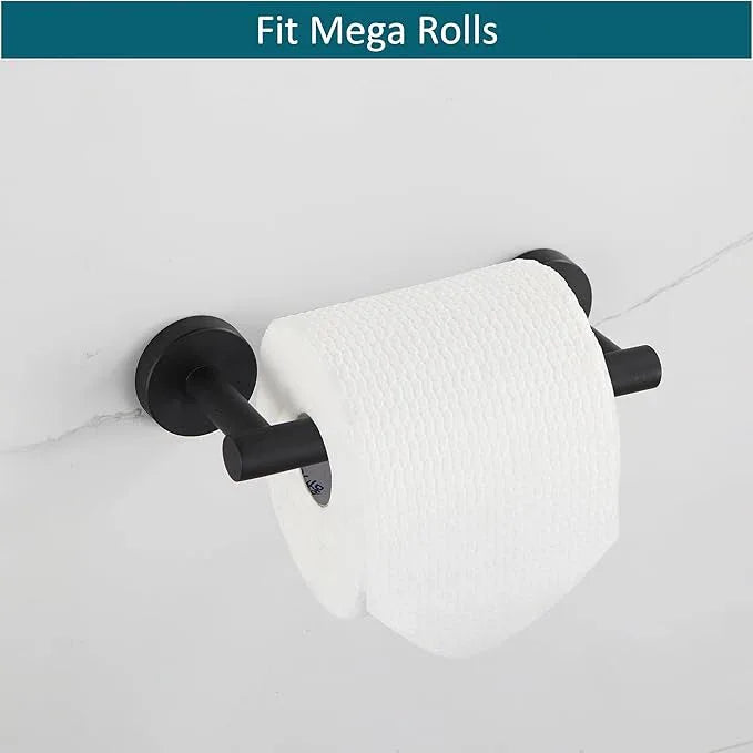 BVL Toilet Paper Holder Matte Black Wall Mount Stainless Steel 304 Large Mega Roll - ModernBath