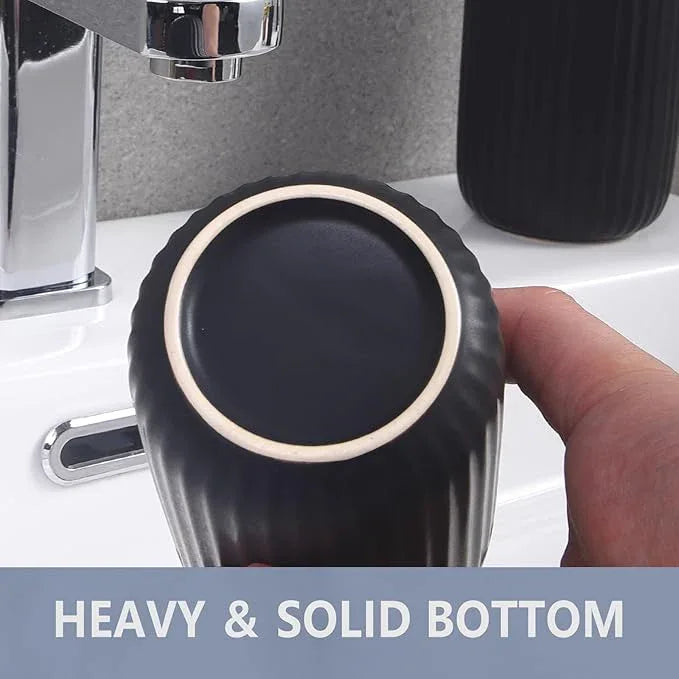 Matte Black Toothbrush Holders for Bathrooms - Ceramic Toothbrush Toothpaste Holders Set, Black Bathroom Tumbler Cups Reusable Toothbrush Cup Black Mouthwash Cup, Bathroom Counter Organizer. - ModernBath