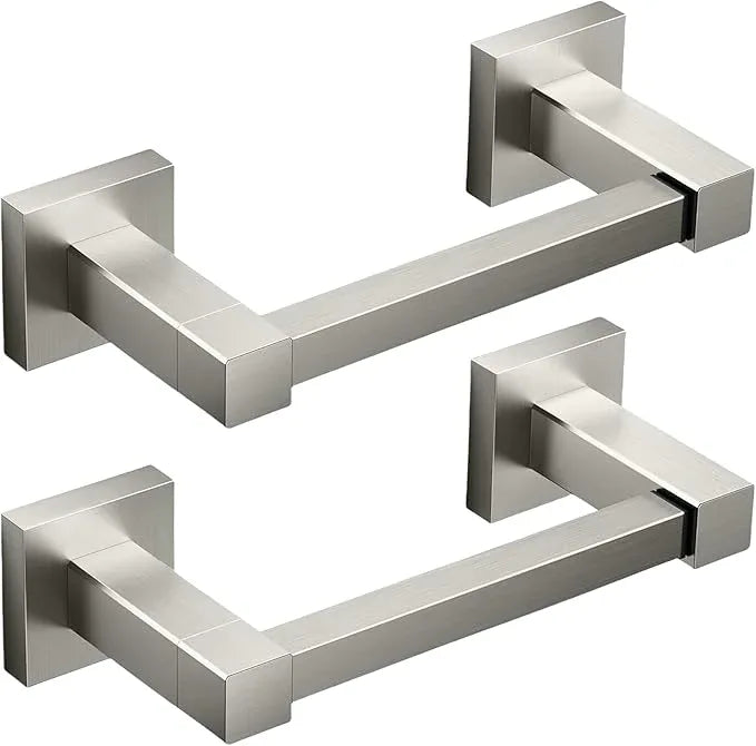 FORIOUS Toilet Paper Holder Wall Mount, Stainless Steel Rustproof Double Post Pivoting Tissue Roll Holder for Bathroom, Commercial Toilet Paper Dispenser (Stainless Steel, Square 2 Pack) - ModernBath