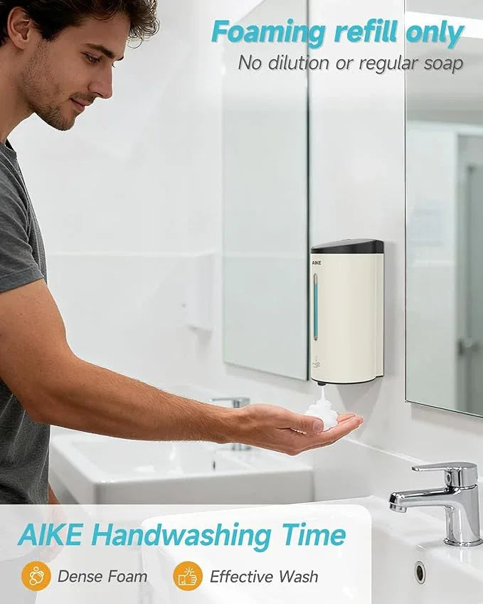 AIKE Wall Mount Automatic Foam Soap Dispenser 25 OZ Commercial Large Capacity Stainless Steel Model AK1205FA(Matte White) - ModernBath