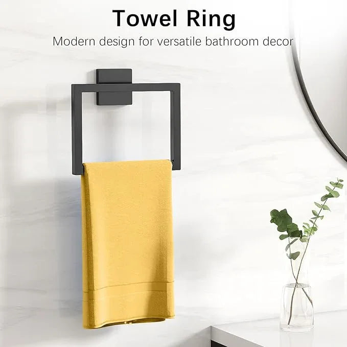 Bathroom Hardware Accessories Set, 10 Piece Black Towel Bar Set Stainless Steel, Towel Racks for Bathroom Wall Mounted Towel Holder Set, 24 inch - ModernBath