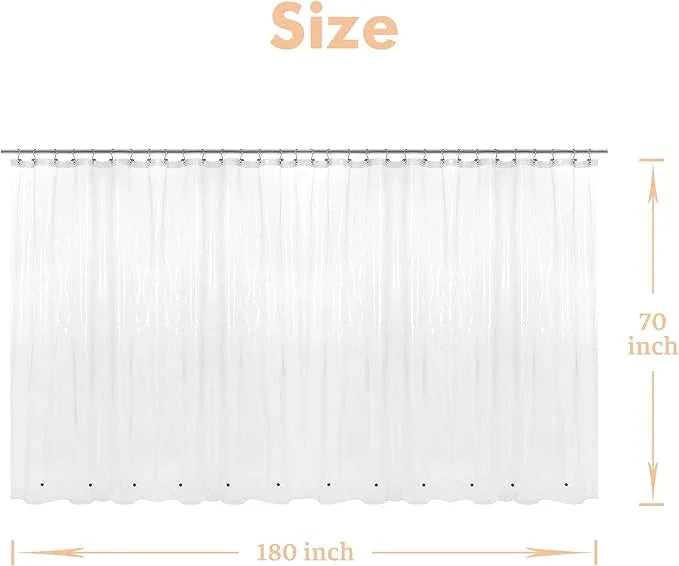 Mrs Awesome Clawfoot Tub Shower Curtain or Liner with 12 Magnets - Free 36 Hooks Included, Waterproof PEVA, 180" x 70", Clear - ModernBath