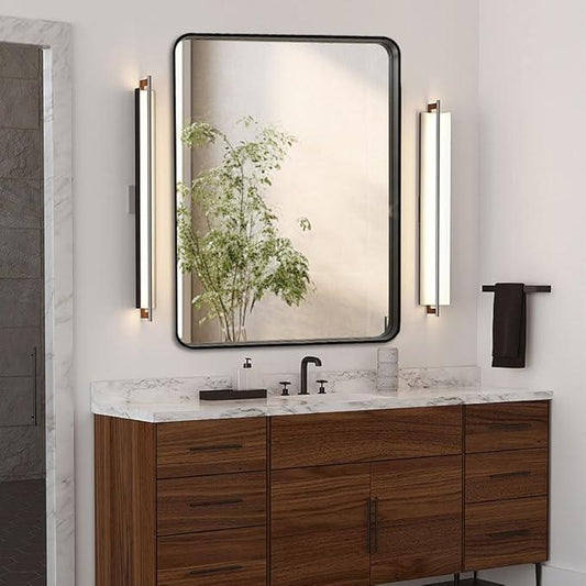 miroro Black 24x36 Inch Metal Framed Mirror for Wall, Large Rounded Rectangle Mirror, Anti-Rust, Tempered Glass, Hangs Horizontally or Vertically - ModernBath