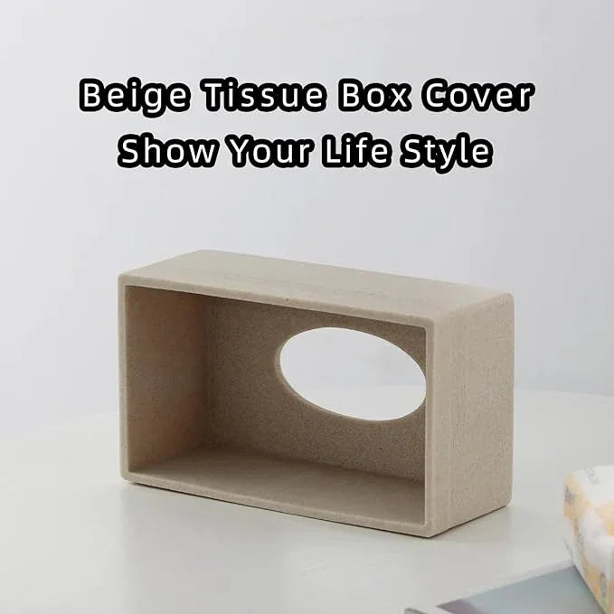 Haocoott Tissue Box Cover Rectangle, Resin Facial Tissues Holder Covers Rectangular Toilet Paper Holder Case Dispenser Home Decorative for Bathroom Kitchen Bedroom Living Room Office (Beige) - ModernBath