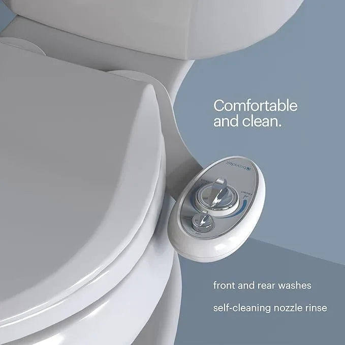 Brondell Bidet Left Hand Bidet Attachment SouthSpa Dual Nozzle - control panel on left side - Dual Positionable Nozzles for front and rear wash, LH-12 - ModernBath