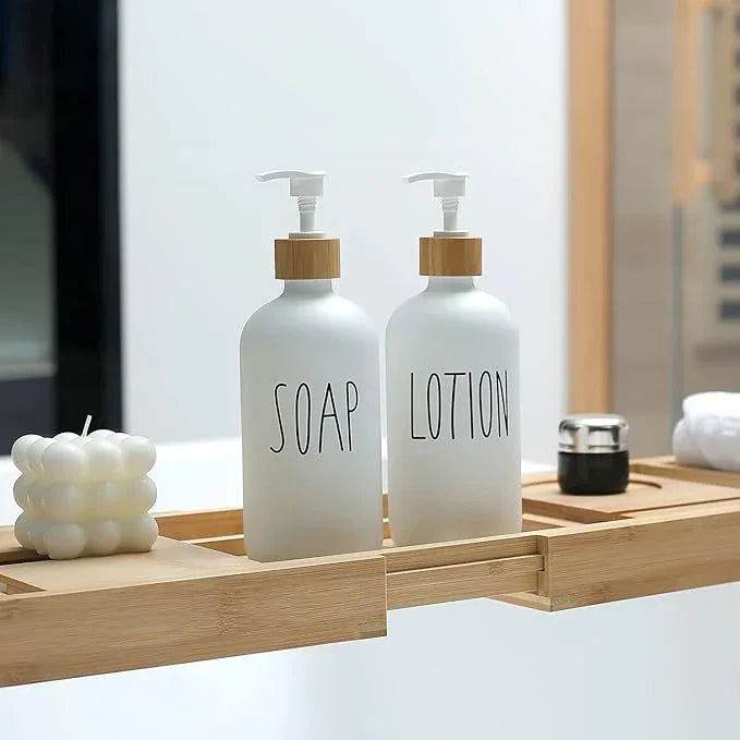 MOMEEMO White Soap Dispenser Bathroom Set, Soap and Lotion Dispenser Set Suitable for Bathroom Accessories Decor. (White) - ModernBath