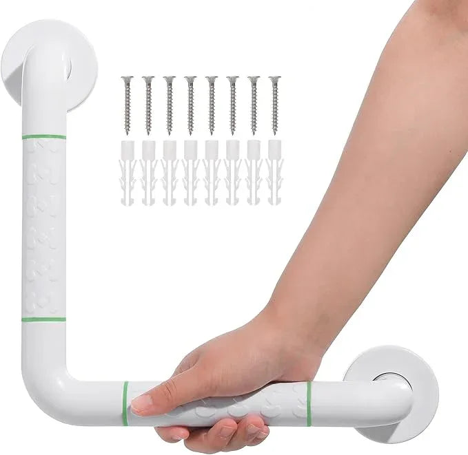 Anti Bathroom Grab Rail,90° Detachable Right Angle White Stainless Steel Shower Hand Rail,Safety Hand Rail Support for Elderly, Children and Disability - ModernBath