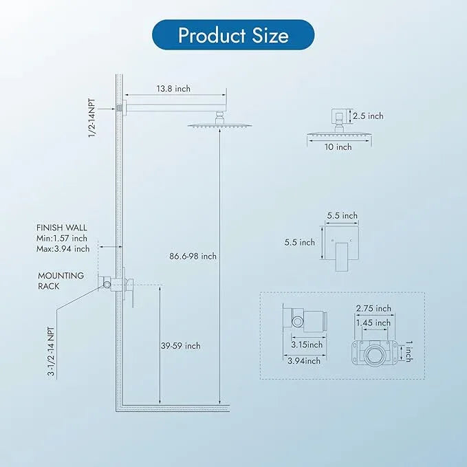 Cinwiny Shower Faucet Set,Shower Head and Handle Set with Valve,Single Handle,Wall Mount 10 Inch Showerhead for Modern Bathroom,Brushed Nickel - ModernBath