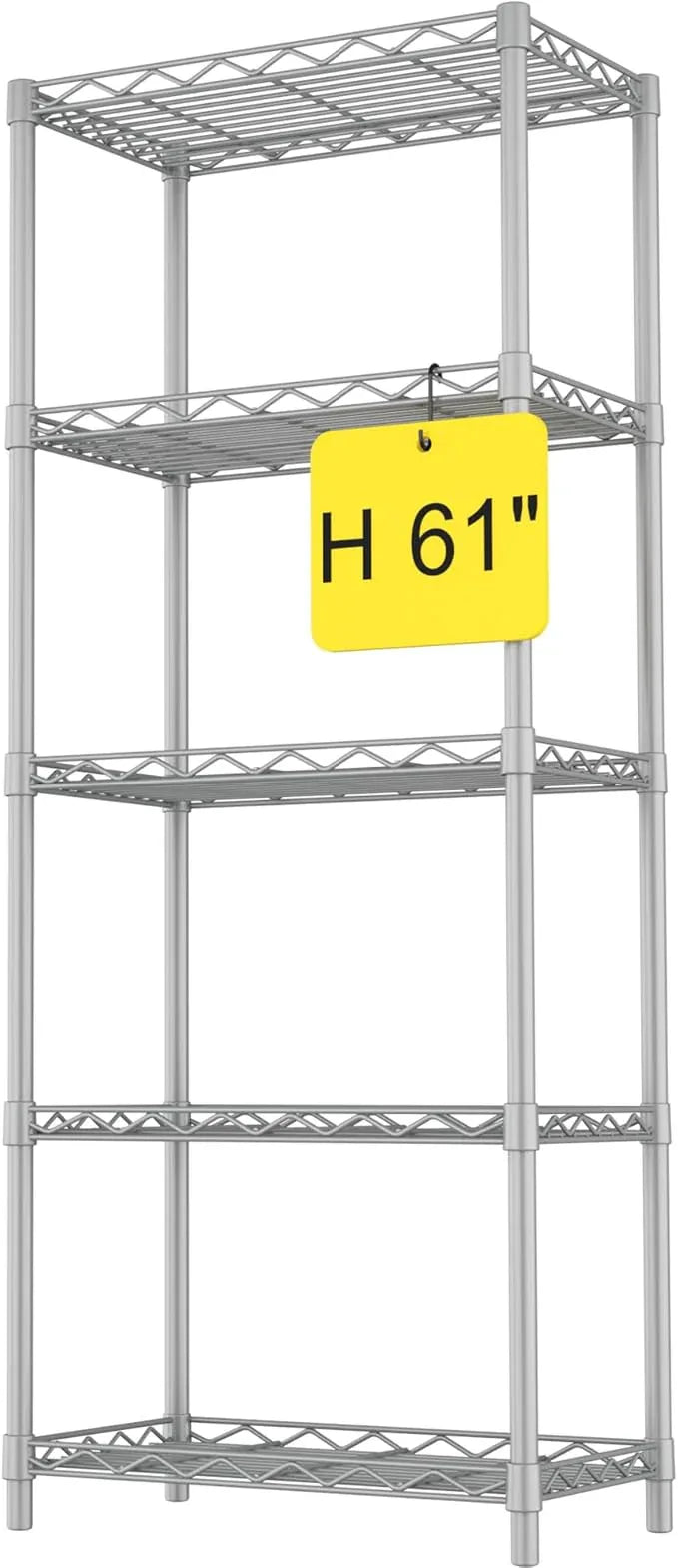HOMEFORT 5-Tier Wire Shelving 5 Shelves Unit Metal Storage Rack Durable Organizer Perfect for Pantry Closet Kitchen Laundry Organization in Grey,21”Wx14”Dx61”H - ModernBath