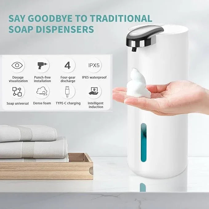 2 Pack Automatic Soap Dispenser, Touchless Foam Soap Dispenser,USB Rechargeable Dispenser Electric Wall Mounted Motion Sensor Waterproof Dispenser Pump for Bathroom Kitchen Dish Soap - ModernBath