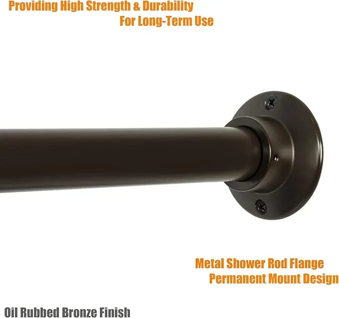 Artiwell 60" Heavy Duty Straight Shower Rod With Shower Rod Flange, Permanent Mount Shower Curtain Rod With Screws Bracket, Never Rust Stainless Steel, Window Curtain and Closet Rod, Oil Rubbed Bronze - ModernBath