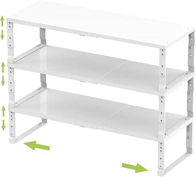 Expandable Stackable Spice Rack Organizer for Kitchen Cabinet,Adjustable Counter Shelf, countertop, Pantry,Cupboard,Bathroom,Bedroom(3Packs/White/Large) - ModernBath