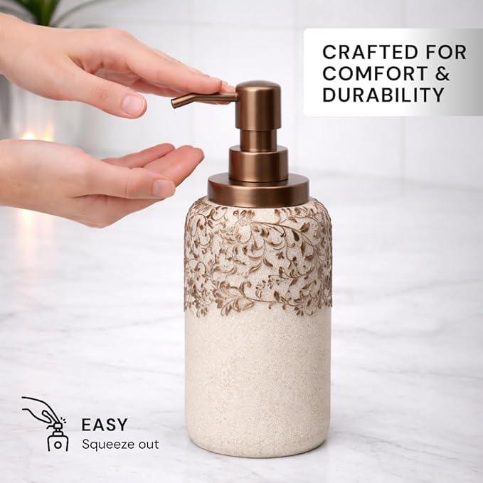 Decozen Bathroom Accessories Set 6Pcs – Soap Dispenser, Toothbrush Holder, Tumbler, Soap Dish & Cotton Swab Jar – Modern Bathroom Decor, Bath Set for Christmas Decor - ModernBath