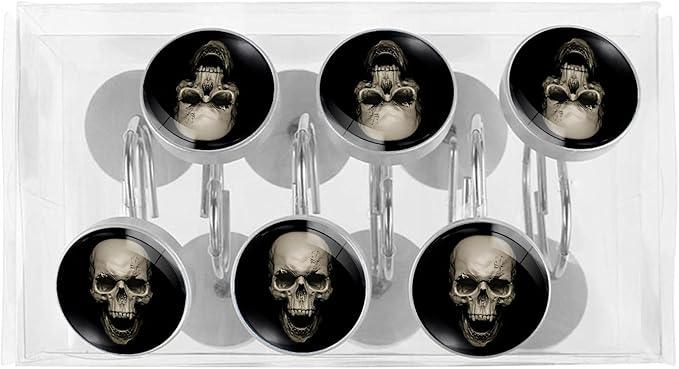 Skull Shower Curtain Hooks Set of 12 Rustproof Metal Shower Hooks for Curtains Rods Shower Curtain Rings for Bathroom Living Room Bedroom Decor - ModernBath