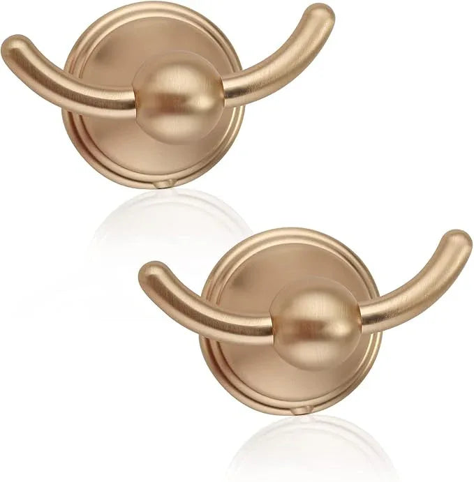 FILTA Bathroom Towel Hooks, Brushed Brass Robe & Towel Hooks for Wall Mounted, Traditional Towel and Robe Hooks for Hanging Towels, Bath Towel Holder for Shower(2 Pack) - ModernBath