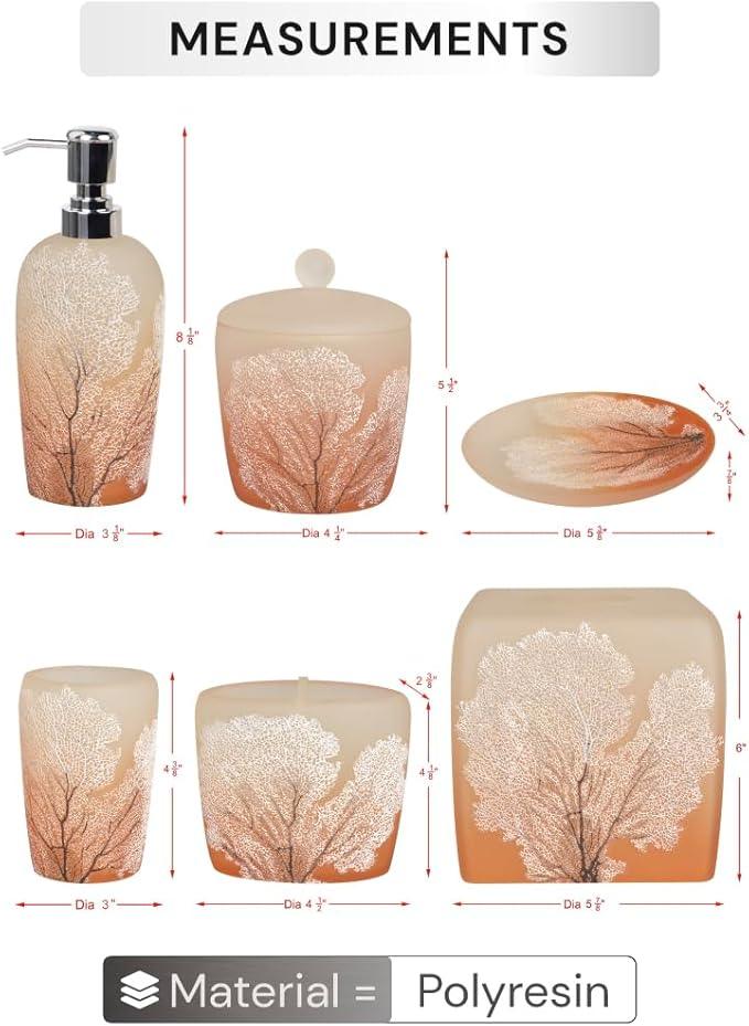 Decozen Bathroom Accessories Set 6Pcs – Soap Dispenser, Toothbrush Holder, Tumbler, Soap Dish & Cotton Swab Jar – Modern Bathroom Decor, Bath Set for Christmas Decor, Carruthers - ModernBath