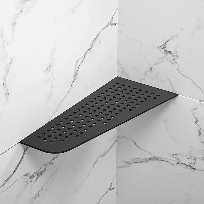 Corner Shower Shelf 12" Matte Black 304 Stainless Steel Quadrilateral Corner Shelf Heavy Duty Recessed Bathroom Black Shelf No Drilling Needed - ModernBath