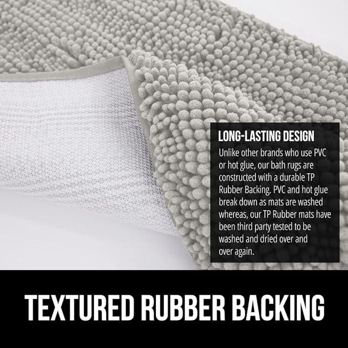 GORILLA GRIP Bathroom Rug Sets, Soft Chenille 2 Piece Area Rugs Set, Toilet Base Mat and 30x20 Carpet, Absorbent Microfiber Washable Mats Dry Quickly, Home Décor and Bath Room Accessories, Lt Gray - ModernBath