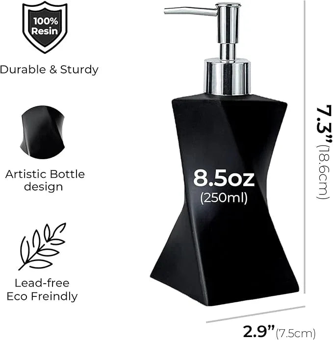 Modern Black Hand Soap Dispenser for Bathroom Countertop, Dish Soap Dispenser for Kitchen Sink, Contemporary Art Style, Matte Finish, 8.5oz (Pebble Black) - ModernBath