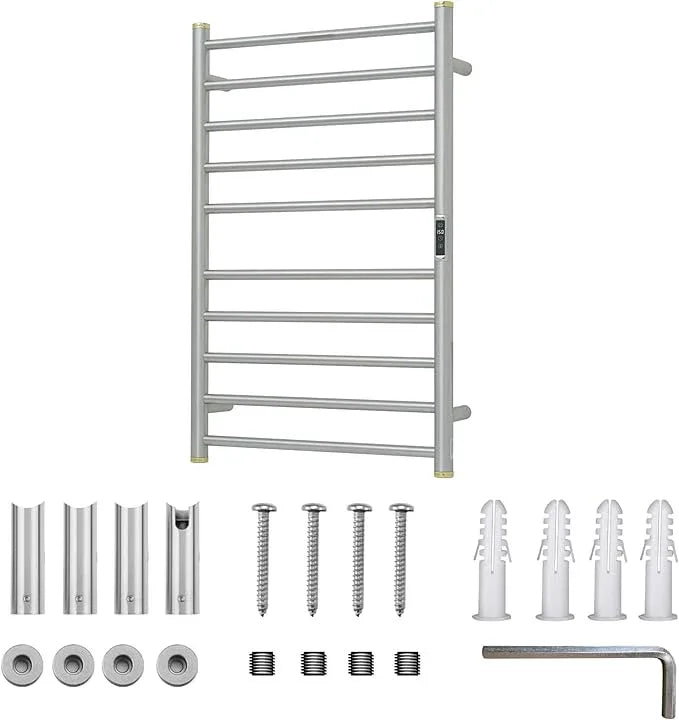 Electric Towel Warmer Rack,Heating Towel Warmer,Timer & Temperature Control,Wall-Mounted Plug-in for Bathroom,Brushed,Stainless Steel,10-Bar(31.5x20.08x4.41in) - ModernBath