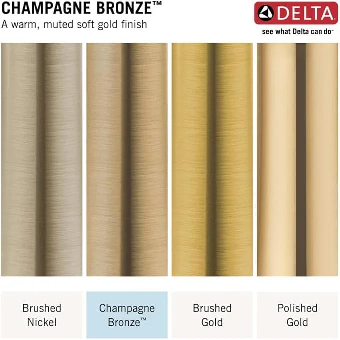 Delta Modern 14 Series Square Rain Shower Faucet Set, Brushed Gold Shower Head and Handle Set, Valve Trim Kit, Champagne Bronze T14268-CZ-PP (Valve Not Included) - ModernBath