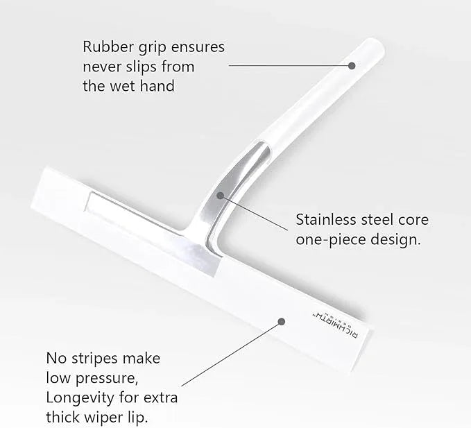 Shower Squeegee for Glass Doors 10 Inch, RICHMIRTH All Purpose Squeegee Cleaning Tool for Window Glass Mirror Bathroom Tile with Suction Cup Hooks - White - ModernBath