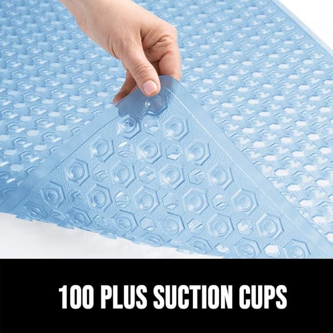 GORILLA GRIP Patented Square Shower Stall Mat, Small Bathtub Floor Mats for Stand Up Showers with Suction Cups and Drainage Holes, Machine Washable, Soft on Feet, Bathroom Accessories 21x21 Inch, Blue - ModernBath