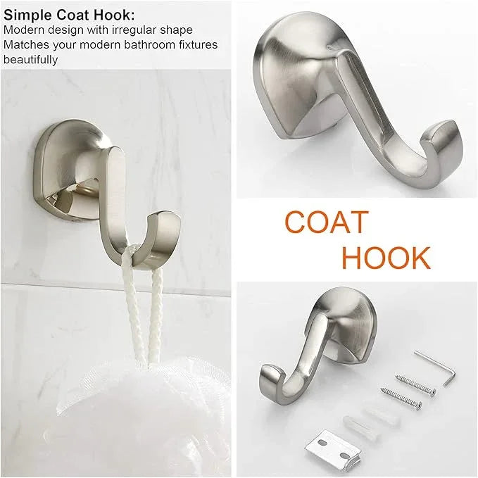 BGL Bathroom Hardware Set Brushed Nickel Adjustable Expandable Towel Bar 4-Piece Bathroom Accessory Set Wall Mounted Robe Hook Toilet Paper Holder Towel Ring Towel Bar - ModernBath