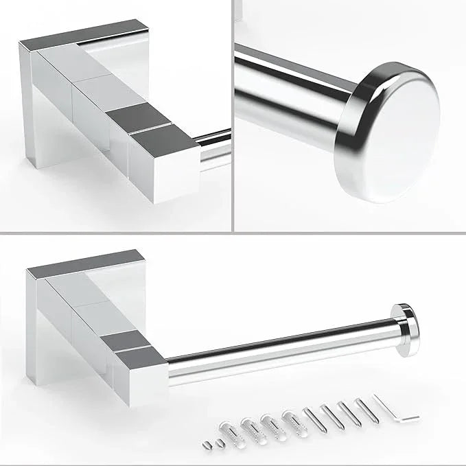 RUACQ Toilet Paper Holder Wall Mount,Square Base Tissue Roll Holder for Bathroom,Toilet Roll Holder Stainless Steel(Chrome) - ModernBath