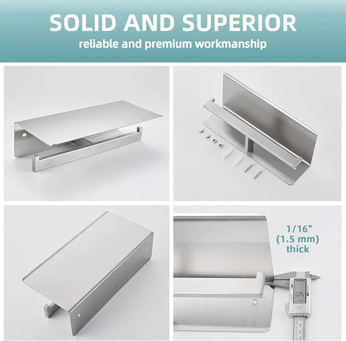 Angle Simple Bathroom Toilet Paper Holder, SUS 304 Stainless Steel Toilet Tissue Roll Holder with Storage Shelf, Wall Mount - ModernBath
