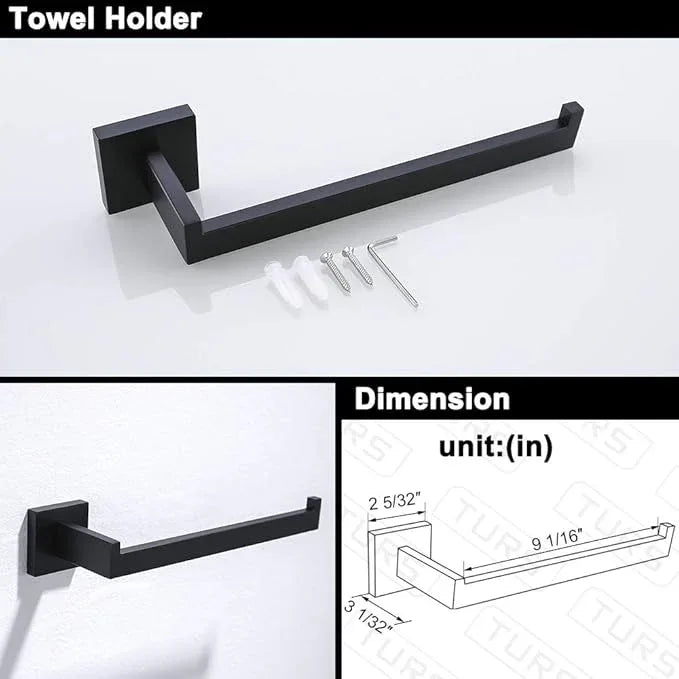 TURS 4 Pieces Bathroom Hardware Accessories Set Matte Black 16 Inch Towel Bar Set,Wall Mounted,Premium Stainless Steel. - ModernBath