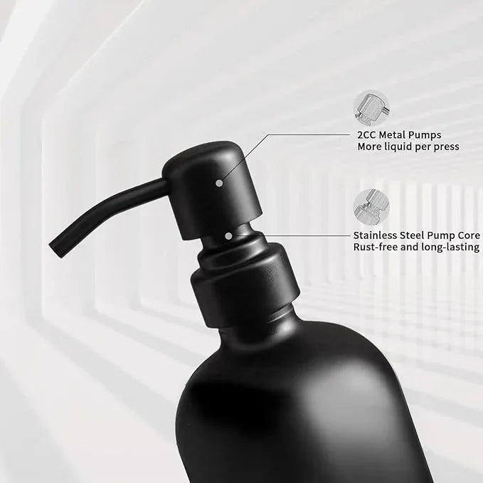 Prus Waso Matte Black Soap Dispenser Set, Kitchen Soap Dispenser Set with Black Stainless Steel Pump, Perfect for Kitchen Decor and Accessories. (Black) - ModernBath
