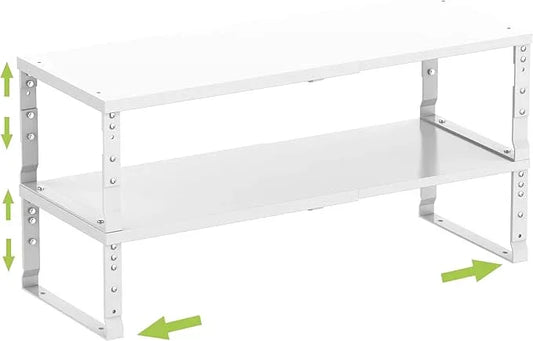 Expandable Cabinet Shelf Organizer Storage Spice Rack Shelves for Kitchen Stackable Adjustable Pantry Cupboard Bathroom Countertop Desktop(2Packs/White/Large) - ModernBath
