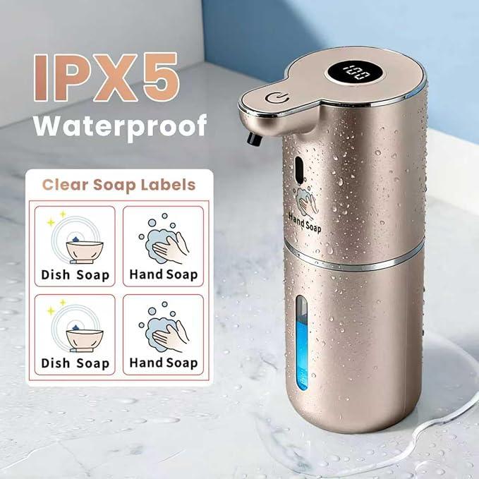 Automatic Soap Dispenser, Touchless Liquid Soap Dispensers, USB Rechargeable, 6-Level Adjustable Volume Control, 12.8oz/380ml, Wall Mount for Kitchen, Bathroom, Free Stickers (Champagne Gold) - ModernBath