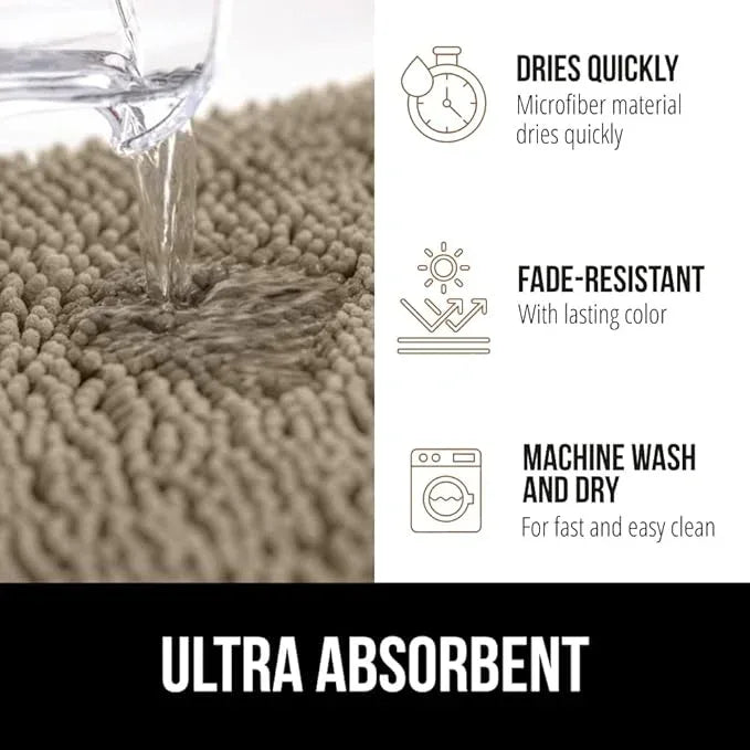 GORILLA GRIP Bathroom Rug Sets, Soft Chenille 2 Piece Area Rugs Set, Toilet Base Mat and 30x20 Carpet, Absorbent Microfiber Washable Mats Dry Quickly, Home Décor and Bath Room Accessories, Gray Beige - ModernBath
