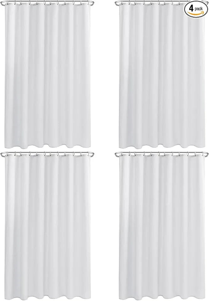 Nasitos Extra Long Fabric Shower Curtain Liners 4 Pack - W72 x H84 - Water Resistant Cloth Shower Curtains with Magnets, Soft Hotel Quality, Machine Washable (White, Magnets Included) - ModernBath