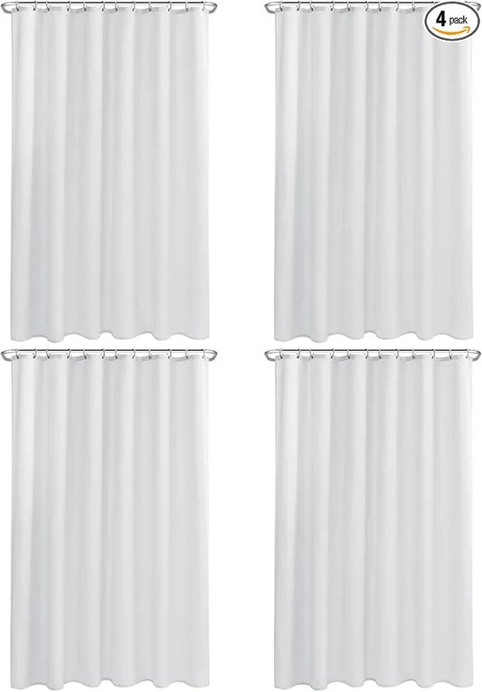 Nasitos Long Fabric Shower Curtain Liners 4 Pack - W72 x H78 - Water Resistant Cloth Shower Curtains for Bath Tub, Soft Hotel Quality, Machine Washable (White, 8 Separate Magnets Included) - ModernBath