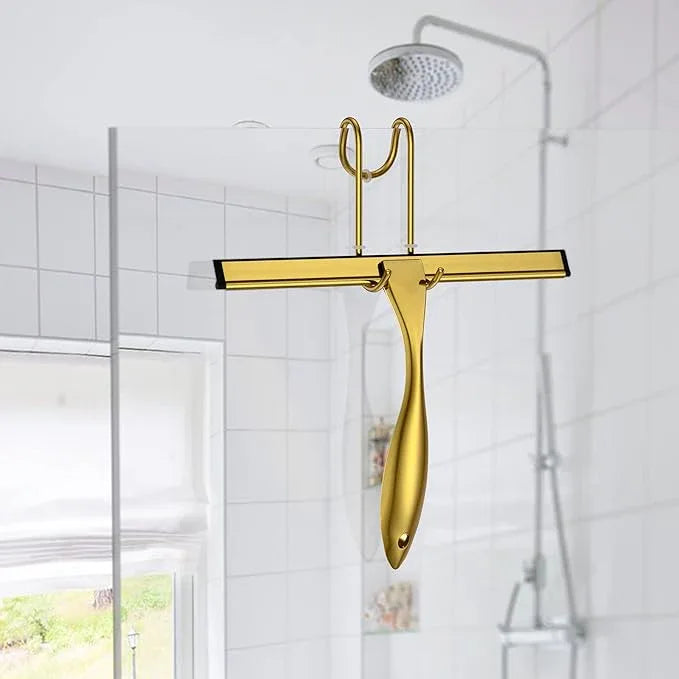 Shower Squeegee for Glass Door 12-Inch Stainless Steel Bathroom Squeegee Window Wiper, 100% Streak-Free, Includes Shower Door Hook and Adhesive Hook, for Window Mirror Tiles Car All-Purpose Squeegee - ModernBath