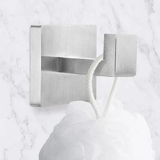 IBosins 4 Pack Towel Hooks Hand Towel Holder for Bathroom Wall Livingroom Bedroom Kitchen Closet Heavy Duty Stainless Steel Hook Hanger for Robe, Bath Towel, Coat (Square Brushed Silver) - ModernBath