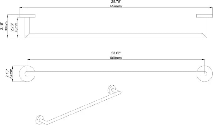 Towel Racks for Bathroom, Chrome Towel Bar, Wall Mounted Towel Holder, Modern Hotel Style Bath Towel Rail, Brass, 077070-CR Leo Series - ModernBath