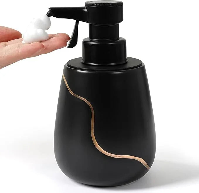 BosilunLife Automatic Foaming Soap Dispenser - Battery Operated Foam Hand Soap Electric Dispenser for Bathroom Ceramic Smart Auto Dish Soap Dispenser for Kitchen Waterproof, Black,17 oz - ModernBath