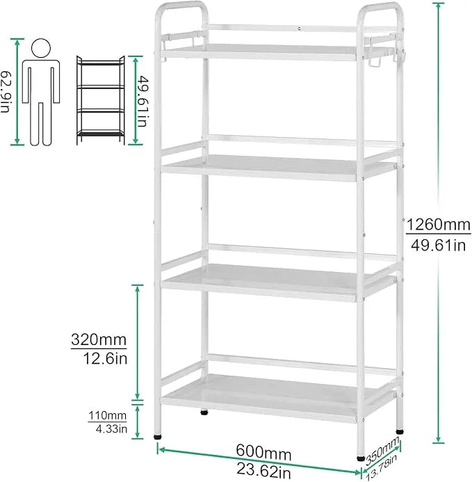 HDANI Storage Shelves, 4-Tier Metal Storage Rack with Shelf,Shelf Organizer,Garage Standing Shelving Unit for Laundry,Bathroom,Kitchen,Pantry, Closet,23.6''W X 13.8''D X 50 H'',White - ModernBath