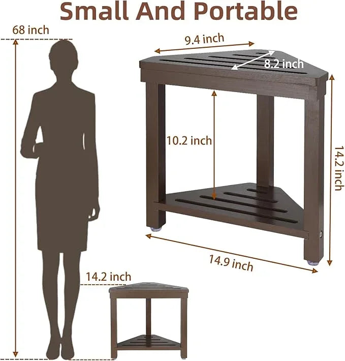 Boulphia Shower Foot Rest 14in, Acacia Wood Shower Stool for Shaving Legs (Walnut) - ModernBath