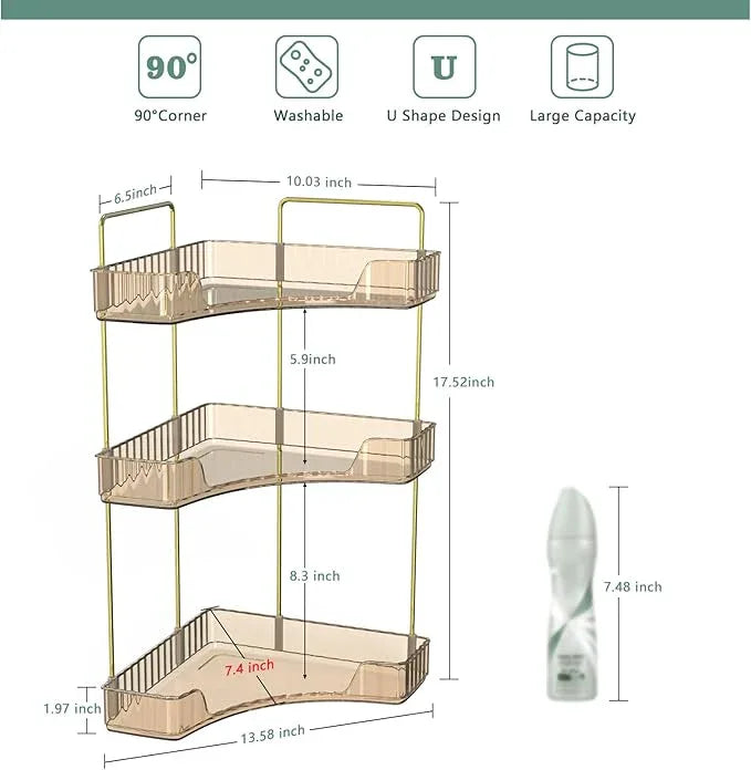 Webetop Countertop Bathroom Organizer 3 Tier Corner Organizer for Bathroom Counter Storage Makeup Organizer Shelf for Skincare, Cosmetic, Dresser, Toiletries Amber - ModernBath